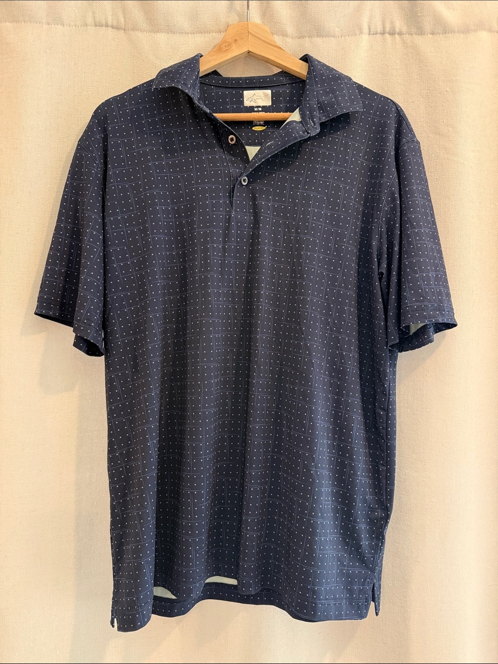Greg Norman Collection Navy Polo with Microdot Pattern